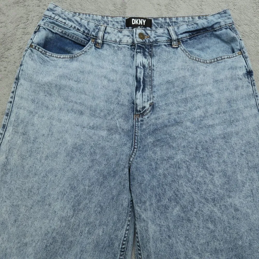 DKNY Jeans Women's Size 32 Blue High-Rise Wide-Leg Denim Pants 30.5